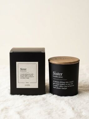 Sister Scented Candle with Wooden Lid - Black